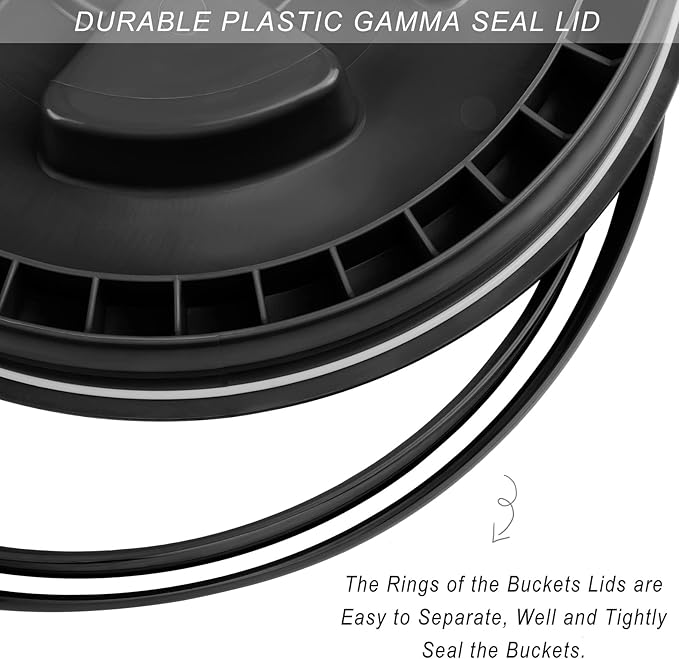 Aodaer 4 Pieces Seal Lid 5 Gallon Bucket Twist Lid Food Storage Container Lid Reusable Plastic Seal Lid Food Storage Container Lids (Black, White)
