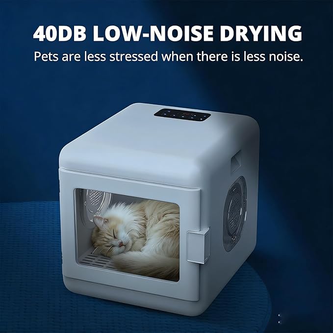 Simple Deluxe 60L Automatic Pet Dryer Box, 40dB Low Noise 360°Circulating Air Dryer for Cats and Small Dogs, Professional Fast Drying Blower with Smart Control Panel