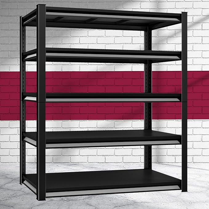 48''W Garage Shelves Heavy Duty - 2,750Lbs Steel Metal Adjustable Utility Storage Shelving Rack Units 48" W x 18" D x 78" H 5 Tier Black