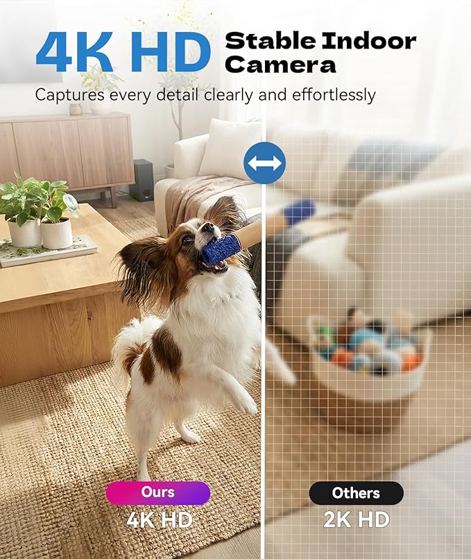 Mini Camera - 4K HD Wireless WiFi Indoor Nanny Camera with AI Human Detection, Night Vision, Magnetic Design, Cloud Storage & TF Card Storage, Supports APP Control for Home, Office, Baby, and Pet