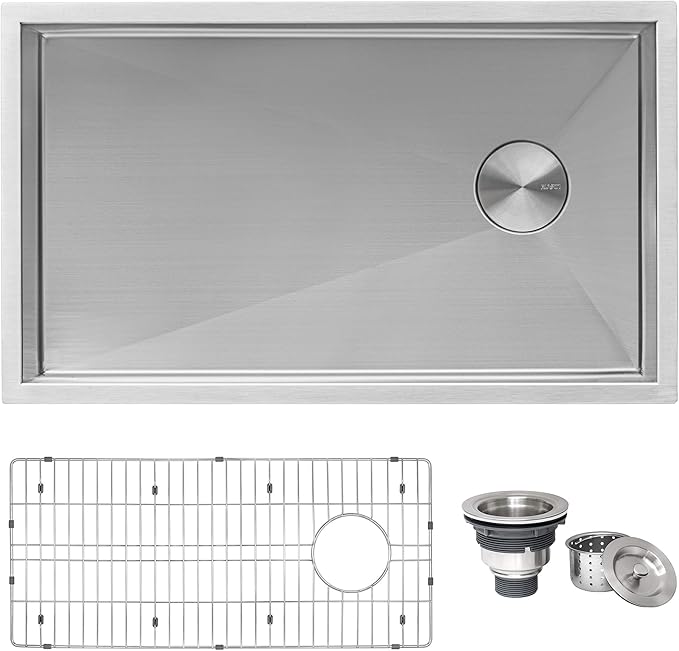 Ruvati 36-inch Slope Bottom Offset Drain Reversible Kitchen Sink Undermount 16 Gauge Stainless Steel - RVH7497