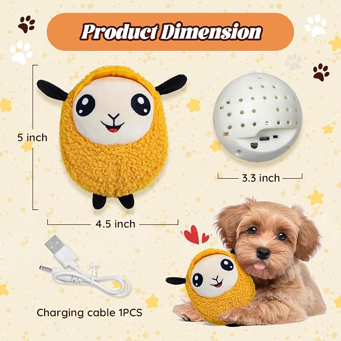 Interactive Moving Dog Toys, 2026 Upgraded Jumping Squeaky Moving Dog Ball, Rechargeable Plush Chew Toys for Small/Medium/Large Dogs to Keep Them Busy (Orange)