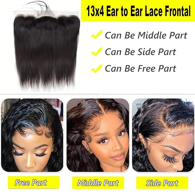 Selina Straight Lace Closure 13x4 Hd Lace Frontal Closure Brazilian Virgin Straight Human Hair Natural Black Color 10 Inch