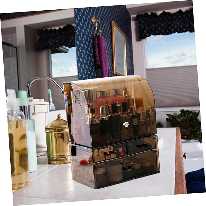 VICASKY Acrylic Makeup Storage Box Transparent Cosmetic Organizer Lid for Desk Neat and Tidy Design for Skincare and Beauty Products for Optimal Space Saving