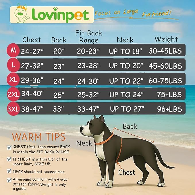 LovinPet Large Dog Onesies Big Pajamas: Wound Care/Post Surgery, Anxiety Relief, Lightweight Stretchy Fabric, Dog Pajamas,Dog Jammies, Reflective Stripe, Dew & Moss Dark Green Print, Pet PJ's/Large