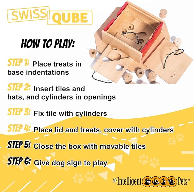 Swiss Qube - Interactive Dog Puzzle Toy, Engaging Slow Feeder and Sniffing Game for Mental Stimulation, Fun Brain Challenge for Smart Dogs