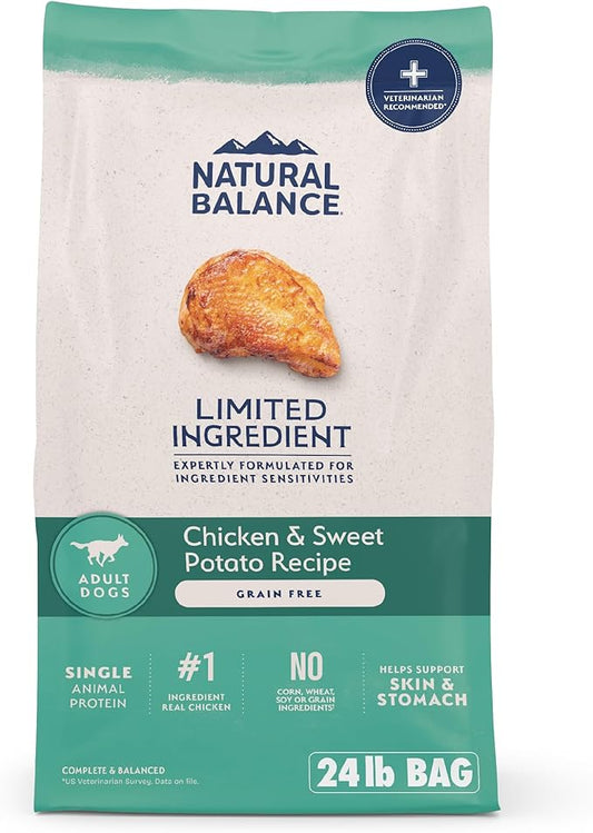 Natural Balance Limited Ingredient Adult Grain-Free Dry Dog Food, Chicken & Sweet Potato Recipe, 24 Pound (Pack of 1)