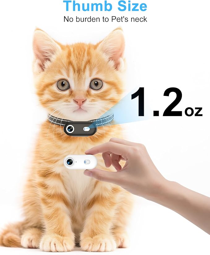Dog & Cat Camera Collar with Phone APP, 1080P HD Video Recording, XS/M-Size Pet POV Cam for Dogs & Big Cats, Cordless Pet Collar Cameras with APP Viewing (M-Collar)