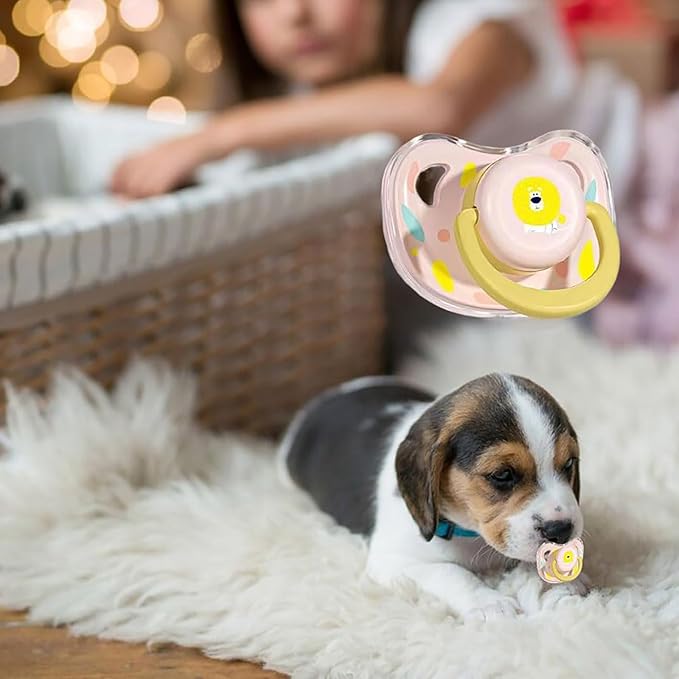 3Pcs New Calming Dog Pacifier Chew Toy, Dog Chewing Pacifier, Pet Silicone Chew Toy for Small Dog Cats (3 PCS, Pink)