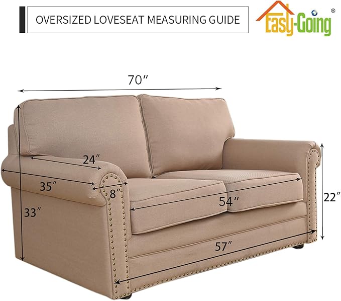Easy-Going Stretch Oversized Loveseat Slipcover 1-Piece Sofa Cover Furniture Protector Couch Soft with Elastic Bottom for Kids Polyester Spandex Jacquard Fabric Small Checks Navy