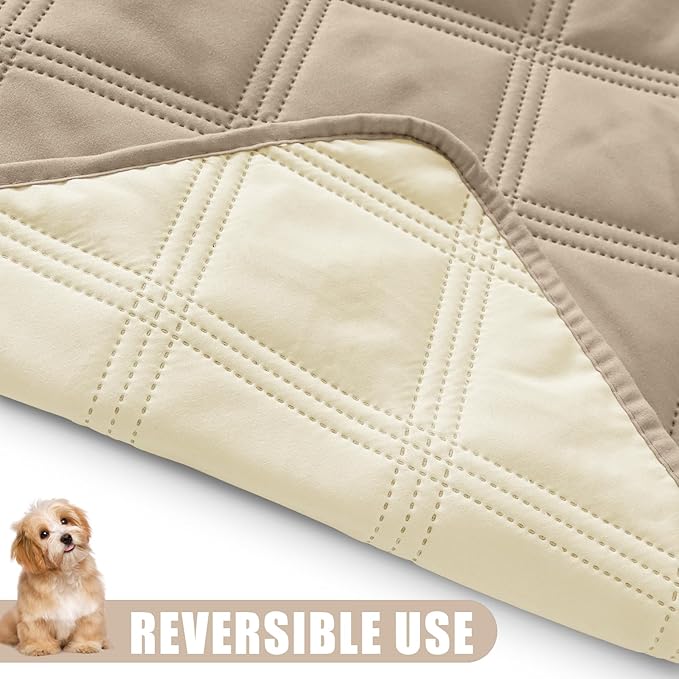 Smiry Waterproof Dog Bed Cover Blanket 40x80, Soft Reversible Pet Blanket, Washable Leakproof Cats Dogs Couch Cover for Sofa, Couch, Furniture, Lattice, Taupe/Beige
