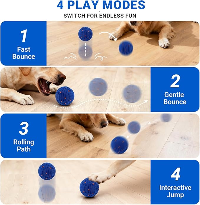 Smart Interactive Dog Toy with Remote Control, E-TPU Toy Ball for Aggressive Chewers, Automatic Moving, IPX6 Waterproof, Rechargeable Rolling Ball for Small/Medium/Large Dogs, BLU&ORG