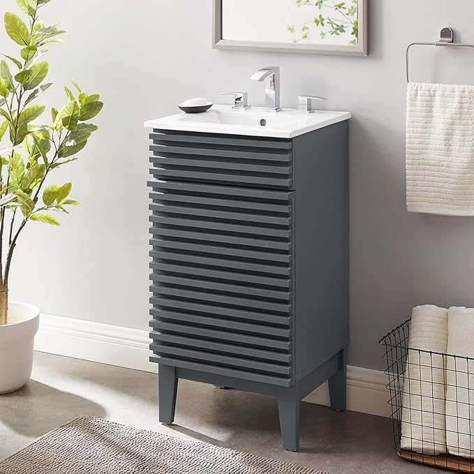 Modway Render 18" Bathroom Vanity With Sink in Gray White