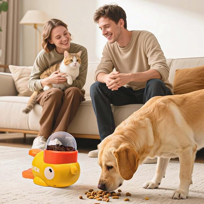 Dog Feeder Puzzle Toy Duck, Interactive Dog Treat Dispenser Toy, 2-in-1 Dogs Puzzle Feeder for Dogs & Cats, Slow Feeders for Training, Indoor/Outdoor Interactive Play (Style B)