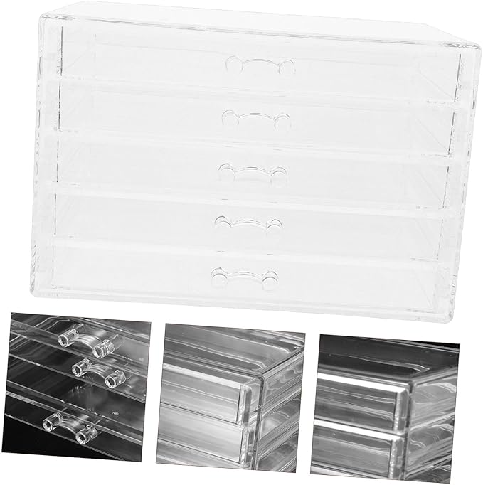 Cabilock Five Storage Box Acrylic Jewelry Organizer Makeup Holder Desktop Drawers for Countertop