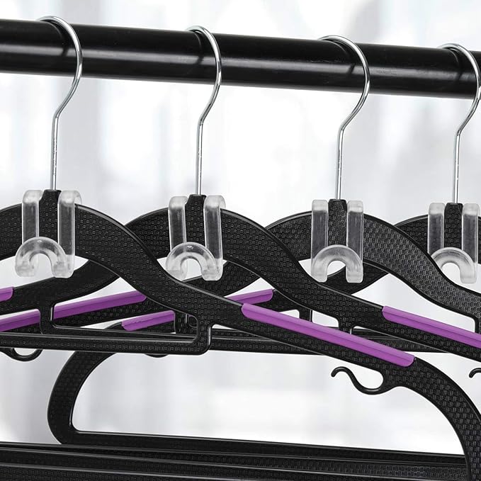 Mlici Hanger Hooks Space Saving, 60 Pack Clothes Hanger Connector Hooks, Transparent Stackable Clothes Hangers with Hooks for Closet Organizer (Clear)