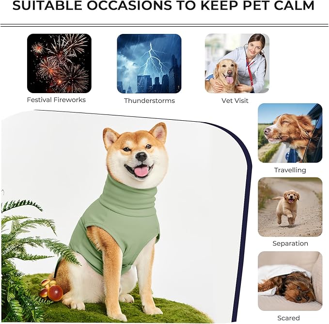 Dog Anxiety Calming Vest Adjustable Turtleneck Thunder Shirt Jacket for Fireworks, Separation, Vet Visits, Pet Hoodie for Large Medium Dogs