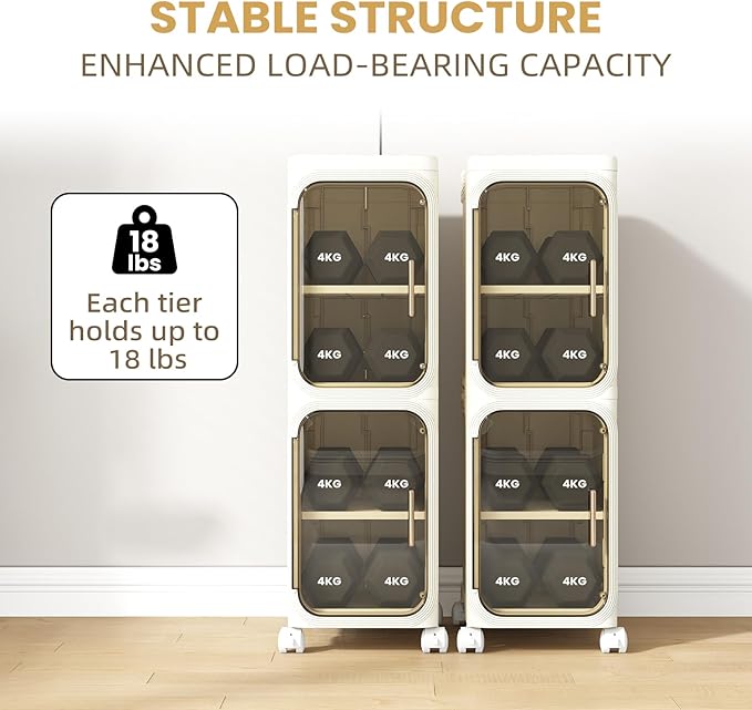 3 Tier Slim Bathroom Storage Cabinet, Narrow Organizer with Wheels and Toilet Paper Holder, Waterproof, No Assembly Required, Perfect for Small Spaces in Bathroom, Kitchen and Bedroom