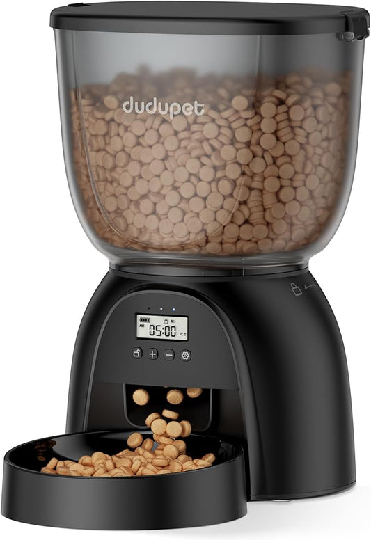 Automatic Cat Feeder, 5L/21 Cup Timed Cat Dry Food Dispenser, Automatic Pet Feeders Dual Power Supply, 6 Meal Programmable 1-20 Portion Cats Feeder, Auto Dog Feeders, Pet Food Dispenser for Cats,Puppy
