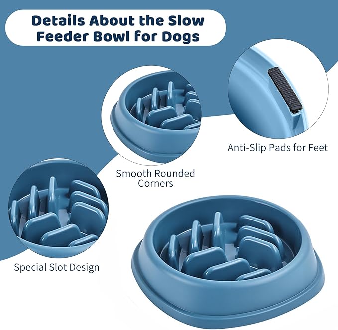 4PCS Slow Feeder Dog Bowl Set with Mat & Feeding Ball, Slow Feeding Dog Bowl to Slow Eating, Puppy Slow Feeder Bowl for Small Dogs, Dog Bowls with Slow Feeder, Easy Clean