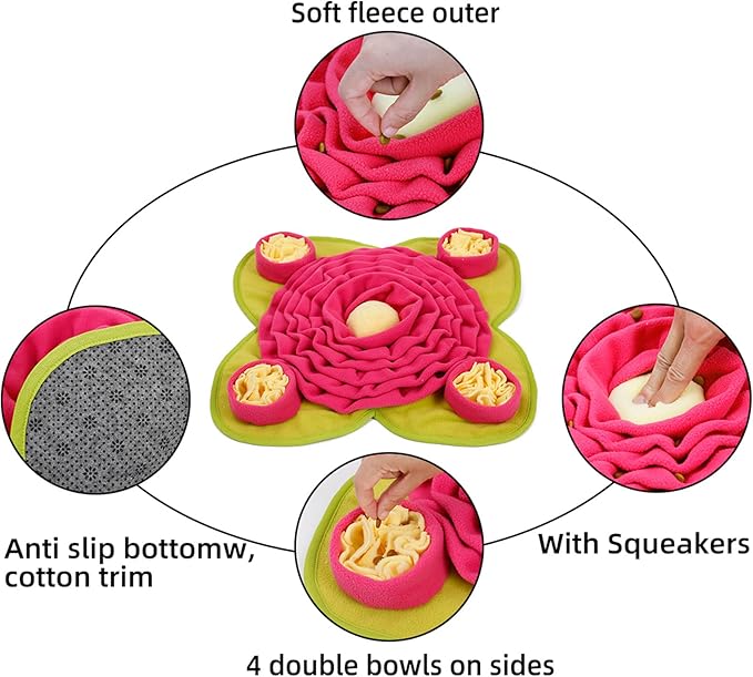 Pet Snuffle Mat for Dogs Sniff Mat,Dog Nosework Feeding Mat,Slow Feeder Pet Interactive Dog Puzzle Toys, Enrichment Pet Foraging Mat for Training and Stress Relief