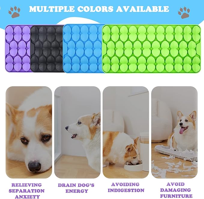 Silicone Snuffle Mat for Dogs Slow Feeder Lick Mat with Suction Cups Dogs Sniff Mat Dogs & Cats Entertainment Toys for Boredom(Blue)