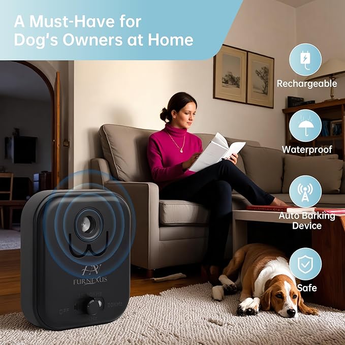 Ultrasonic Dog Bark Deterrent Device up to 50Ft Range, High-Frequency Anti-Barking Stopper for Dogs with 3 Modes, Indoor/Outdoor Control, Neighbor-Friendly Silencer Box