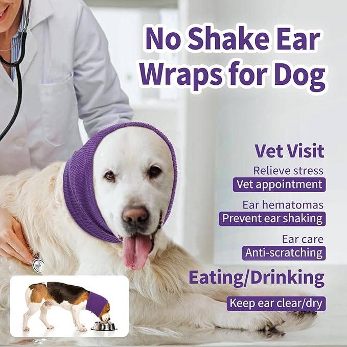 Nanaki Dog Hood Calming Ear Wrap - Quiet Headband, Head Cover Snood, Fireworks Muffs, Grooming and Force Drying Pet Protector for Anxiety Relief and Noise Reduction