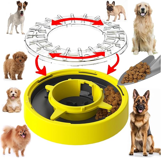 Awesome Puzzle Slow Feeder Dog Bowl; Prevents & Relieves Anxiety & Boredom! Better Digestion Leads to a Happier & Healthier Pet. Wonderful Enrichment Puzzle