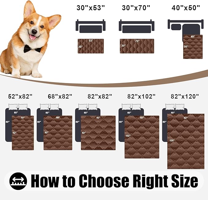Smiry Waterproof Dog Bed Cover Blanket, Soft Reversible Pet Blanket, Washable Leakproof Cats Dogs Couch Cover for Sofa, Couch, Furniture, Plaid (30x70 Inch, Brown/Chocolate)