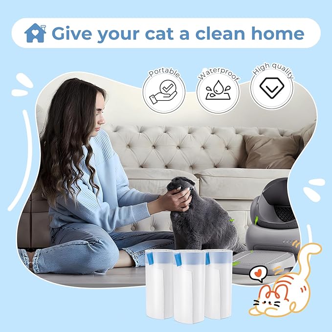 60 Pack Cat Litter Bags Liners for Neakas M1 and Pet Pivot Autoscooper 11 Open-Top Self-Cleaning Cat Litter Box, Heavy Duty 3 Mil Drawstring Leak-Proof Replaced Waste Bags, 27.17" x 13" (60)