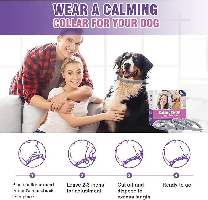 Calming Collar for Dogs 4 Packs Dog Pheromone Anti Anxiety Calm Collars to Relieve Stress and Bad Behavior Like Separation Lasts 60 Days