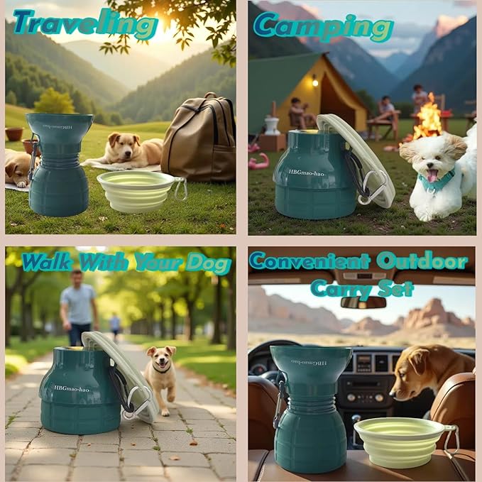 Portable Dog Water Bottle with Collapsible Bowl - Compact & Lightweight Design for Easy Carrying, Perfect for Walks, Hiking & Outdoor Adventures, Ideal for Small Dogs & Cats