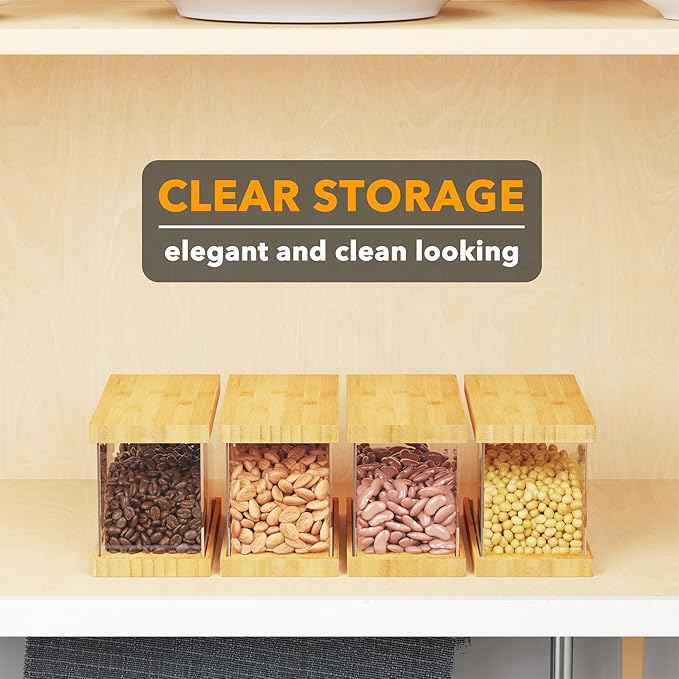 SpaceAid Bamboo Food Storage Container - Airtight Cereal Containers with Lids, Kitchen Cereal Canisters Pantry Organizers and Storage for Rice, Flour, Coffee, Snack, Extra Small 1 Pack