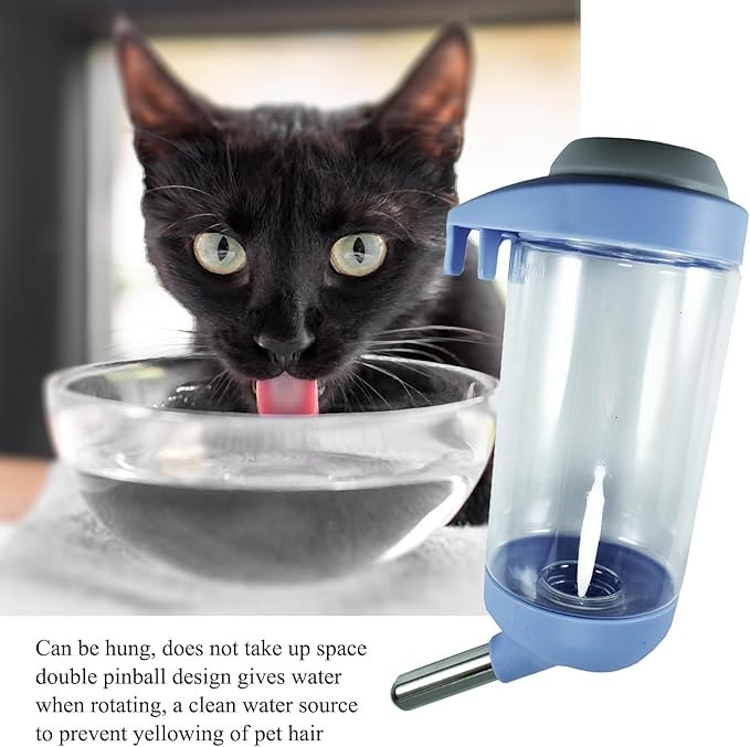 Dog Crate Water Bottle Dispenser - No Drip Dog Kennel Water Dispenser & Cage Bottle - Easy-to-Use Water Bottle for Cat Crate - Perfect for Keeping Your Pet Hydrated (Blue)-500ML