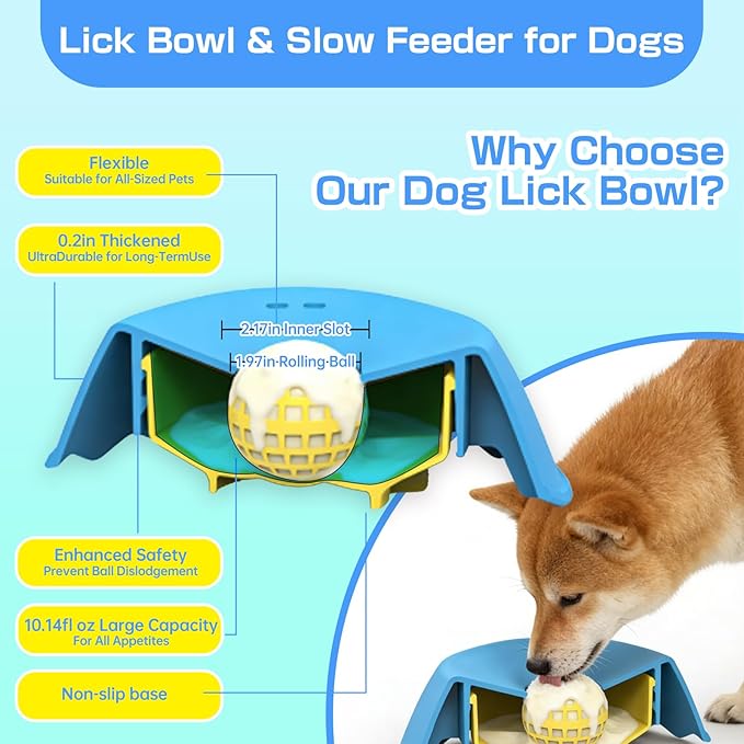 2026 Upgraded Slow Feeder Dog Bowls Interactive Dog Licking Toy & Lick Bowl for Dogs, Large Capacity Non-Slip Dog Lick Bowl for All Dogs (Black&Black)
