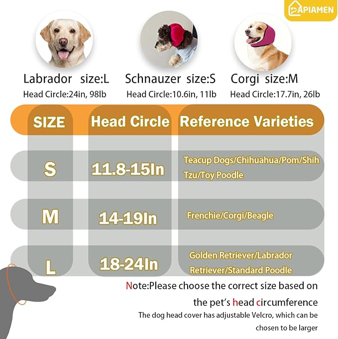 Dog Ear Cover for Hematoma,Bathing,Grooming,Drying,Fashion No Shake Ear Wraps for Dogs Ear Muffs Noise Protection Anxiety Relief,Waterproof Dog Calming Hoodie Shower Cap(Yellow,M)