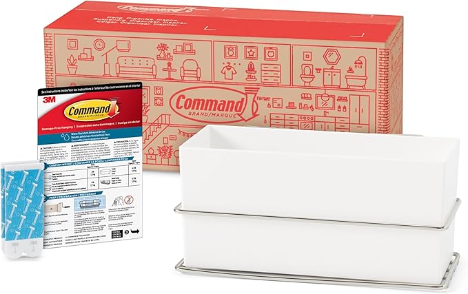 Command Wall and Cabinet Organizer with Water Resistant Strips, Organize Your Bathroom, Easy to Open Packaging