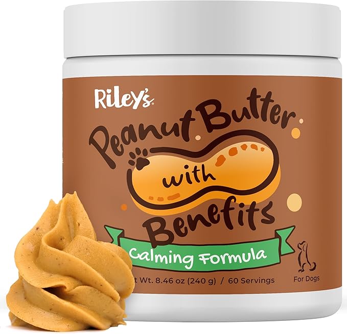 Riley's Calming Peanut Butter for Dogs - Dog-Safe Peanut Butter Calming Aid - Separation Anxiety Relief for Dogs - 8.46 oz