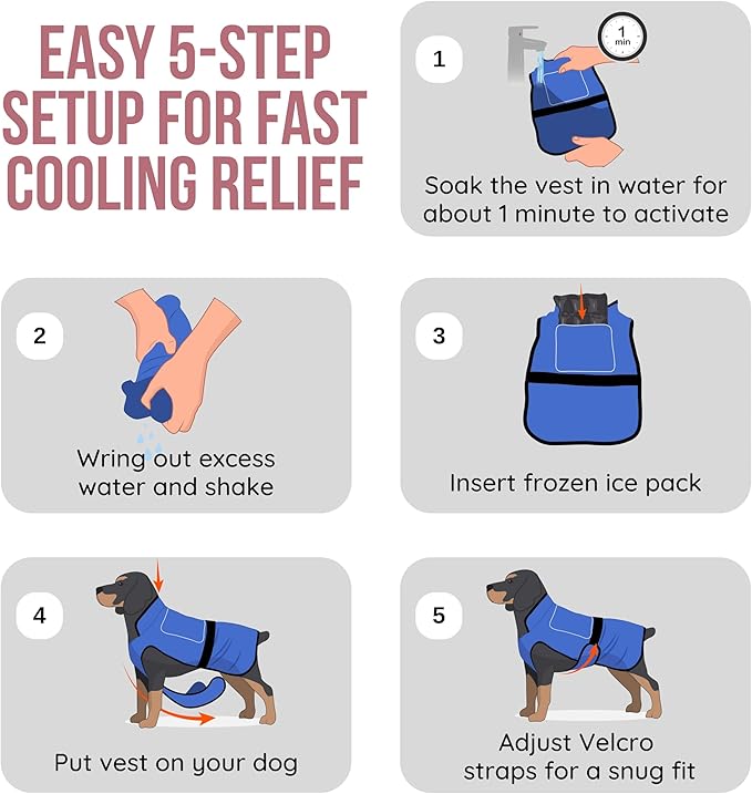 Dog Cooling Vest with Ice Pack – 2-Layer Evaporative Cooling Jacket with High Collar, UV Protection & Size-Matched Ice Pack – Cooling Vest for Dogs for Hot Weather (Pink Floral, X-Large)
