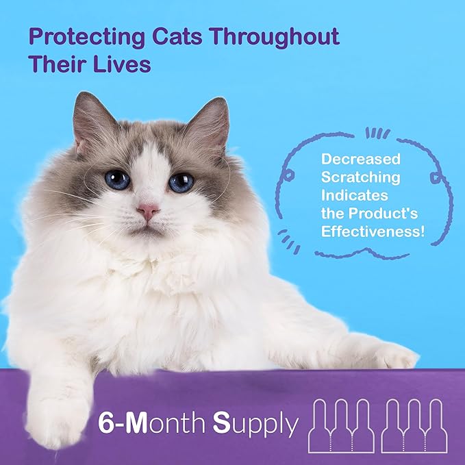 Topical Flea and Tick for Large Cats: Waterproof Topical Cat Flea and Tick – Fast-Acting & Long-Lasting at Home Control for Cats Over 9 lbs and 8 Weeks or Older – 6-Dose Supply