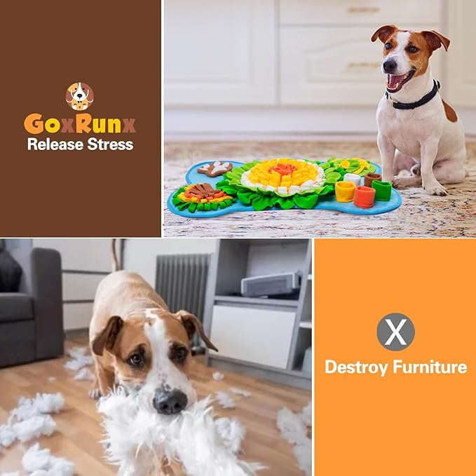 Snuffle Mat for Dogs, Pet Snuffle Mat for Small and Medium Dogs, Interactive Sniff Mat Feeding Mat for Puppies, Slow Feeder Dog Treat Mat for Training and Stress Relief (Bone Shape) (Blue, One Size)