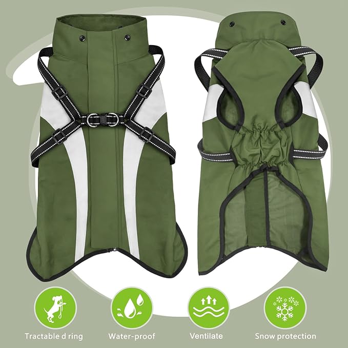 Mosucoirl Dog Raincoat Waterproof Raincoats for Dog Reflective Dogs Rain Jackets with Hood Hoodie Pet Rain Poncho Coat for Small Medium Large Dogs Puppies S-XXL (Green, S)