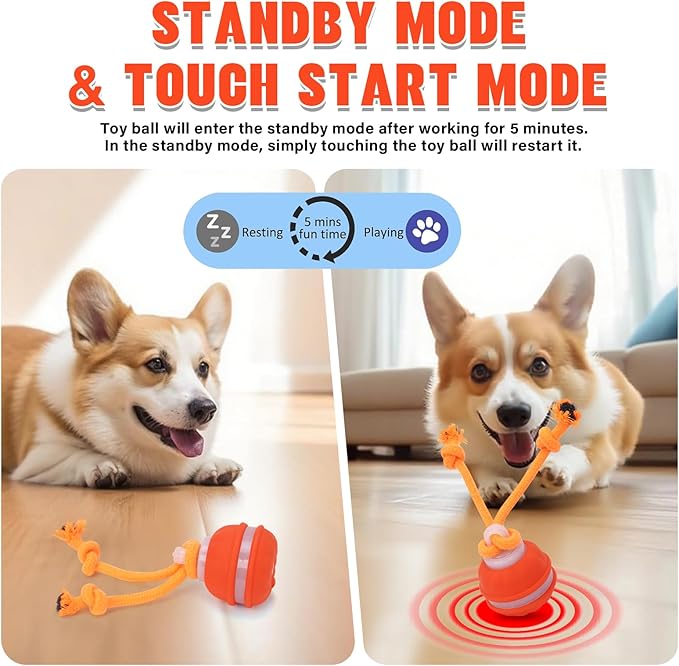 Interactive Dog Toys, Squeaky Dog Toy with Motion Activated, Active Rolling Ball, USB Rechargeable Dog Toys for Small Medium Large Dogs, Puppy Training Balls Boredom Relief