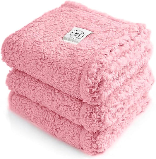 Luciphia 1 Pack 3 Calming Dog Blanket Fluffy Premium Fleece Pet Blankets Soft Sherpa Throw for Dogs Puppy Cat Pink Large (41" x31")