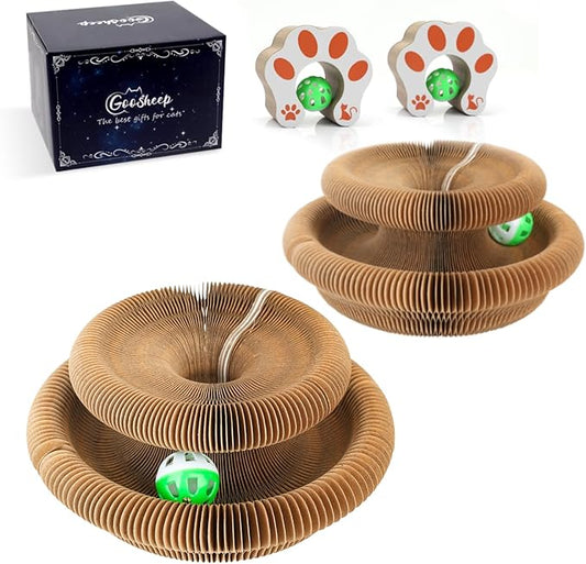 2Pack Kitty Kurlz Magic Organ Cat Scratching Board Cat Accordion Toy Cats Scratching Post Ball Track, Kitten Fun Intelligence Physical Exercise Educational Toy