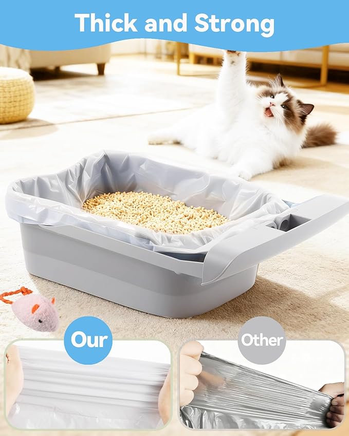 150 Count Automatic Cat Litter Box Bags Compatible with Cmg Fmo Fstg Robot Litter box, Pre-Seperated Thick Self-Cleaning Cat Litter Box Replacement Liners with Drawstring Heavy Duty-26"x11.8"