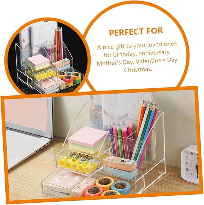 Desktop Organizer Storage Box for Makeup Stationery and Accessories Multi Acrylic Compartment Container for Use