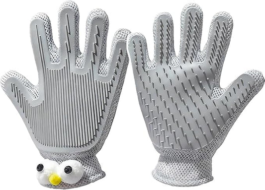 Deshedding Gloves for Dogs & Cats - Pet Hair Remover Mitt & Grooming Brush - Gentle Massage Tool for Shedding Pets with Short or Long Fur - Bath Brush for Easy Cleaning