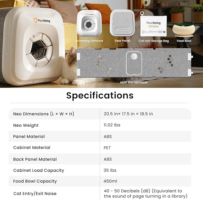 Cat Self Groomer Neo for Hairball Control and Shedding Relief 360° Skin Friendly Brush Pet Hair Remover Tool Gentle Self Cleaning Automatic Fur Collection Smart Grooming House for All Cats